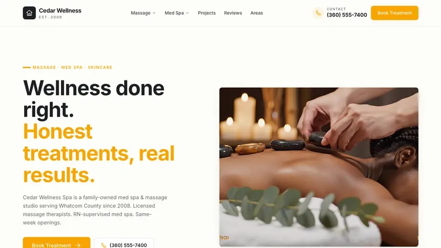 Massage & Med Spa Playful Product demo website thumbnail