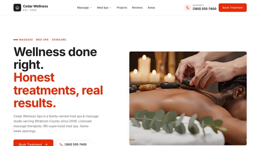 Massage & Med Spa Technical Clean demo website thumbnail