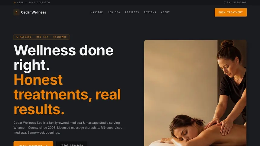 Massage & Med Spa Modern Finance demo website thumbnail