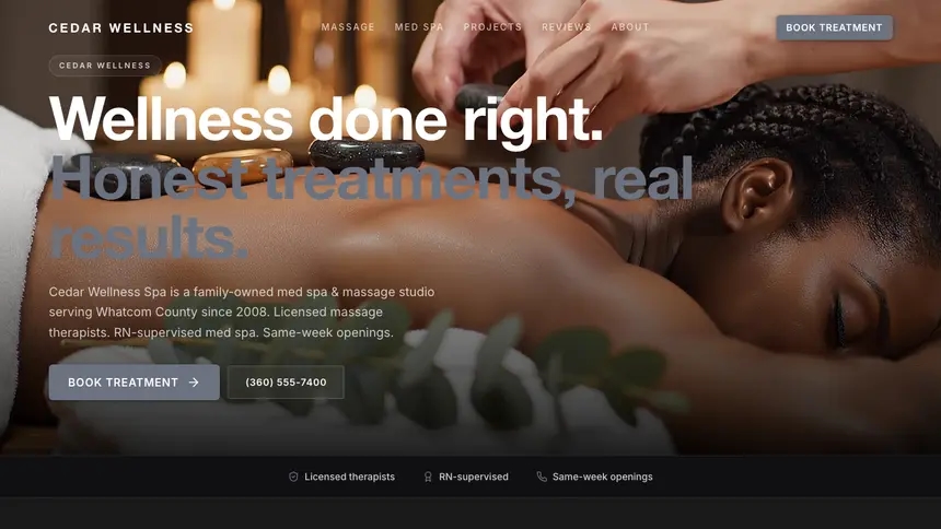 Massage & Med Spa Creative Studio demo website thumbnail