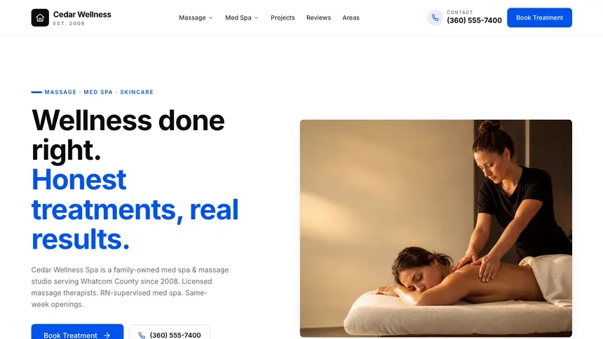 Massage & Med Spa Editorial Content demo website thumbnail