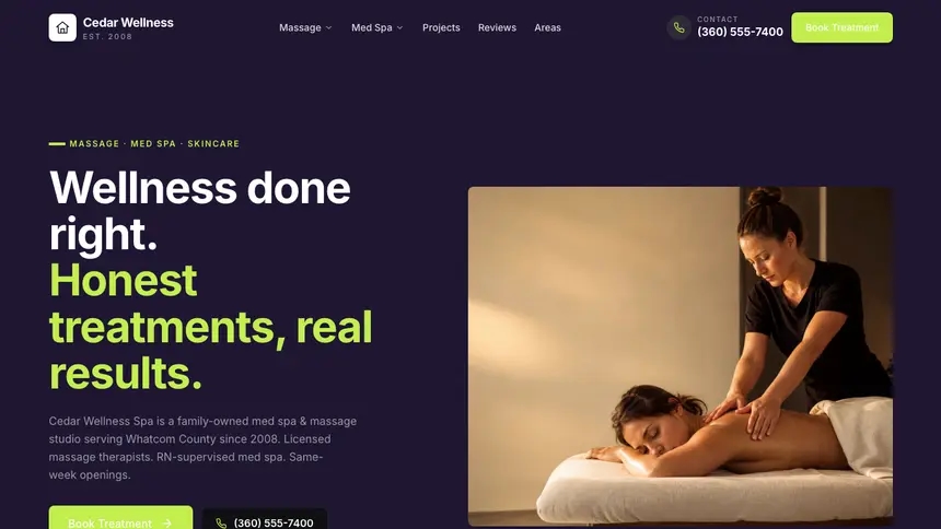 Massage & Med Spa Focused Monitor demo website thumbnail