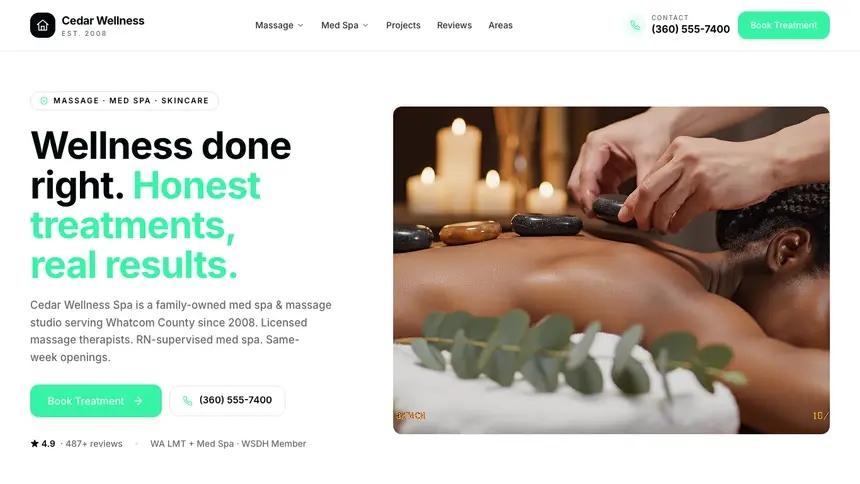 Massage & Med Spa Commerce Ready demo website thumbnail