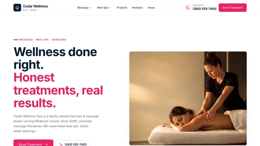 Massage & Med Spa Polished Gradient demo website thumbnail