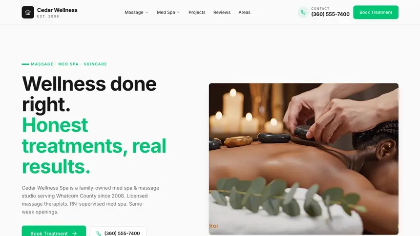 Massage & Med Spa Modern Green demo website thumbnail