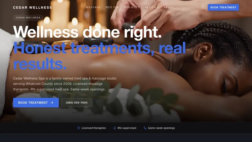 Massage & Med Spa Futuristic Minimal demo website thumbnail