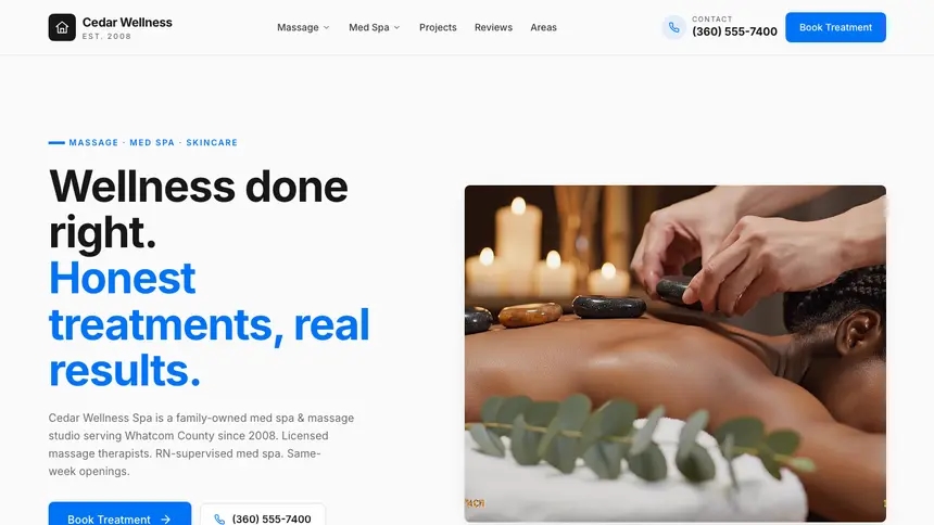 Massage & Med Spa Monochrome Modern demo website thumbnail