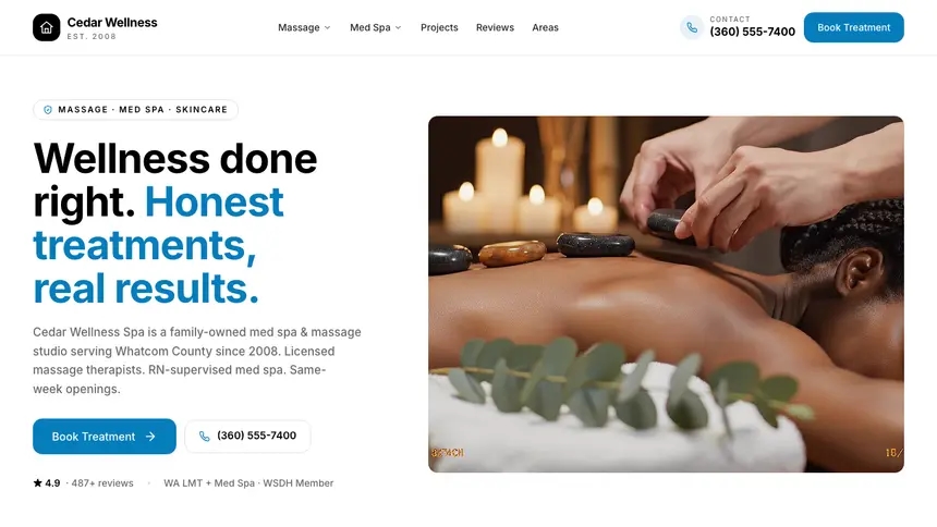 Massage & Med Spa Editorial Bold demo website thumbnail
