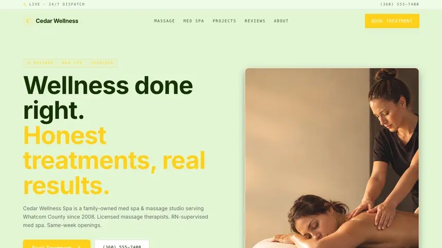 Massage & Med Spa Bright Finance demo website thumbnail