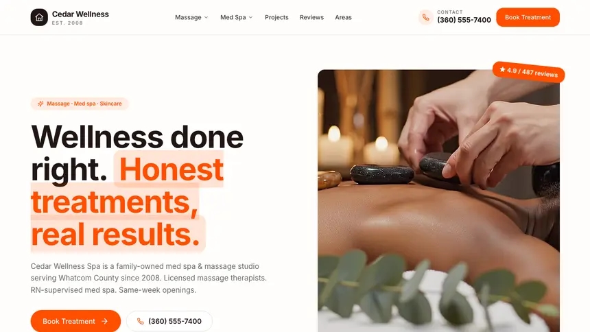 Massage & Med Spa Connected Workflow demo website thumbnail
