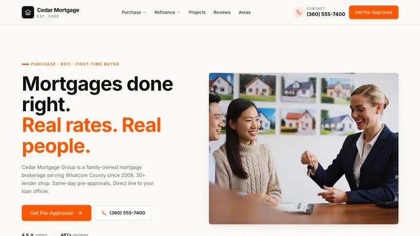 Mortgage Approachable Support demo website thumbnail