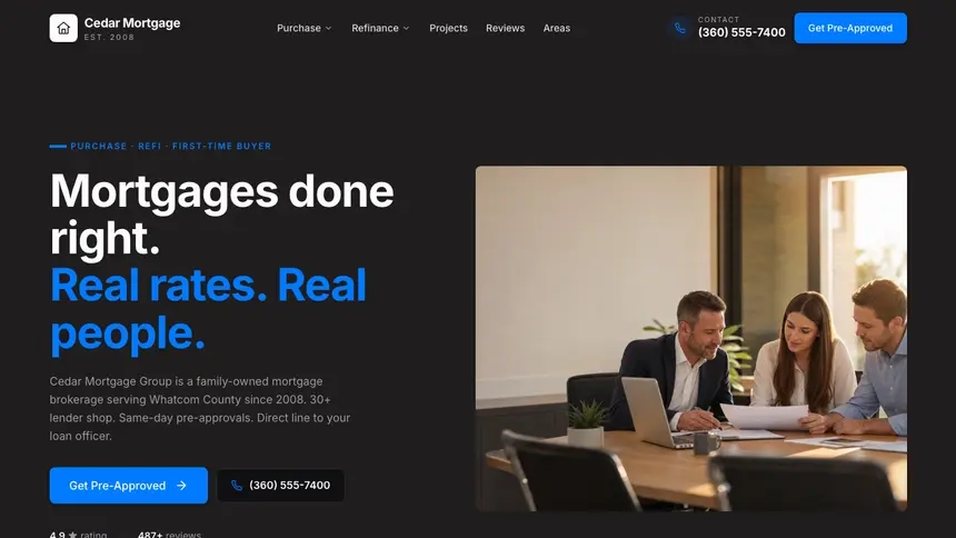 Mortgage Developer Dark demo website thumbnail