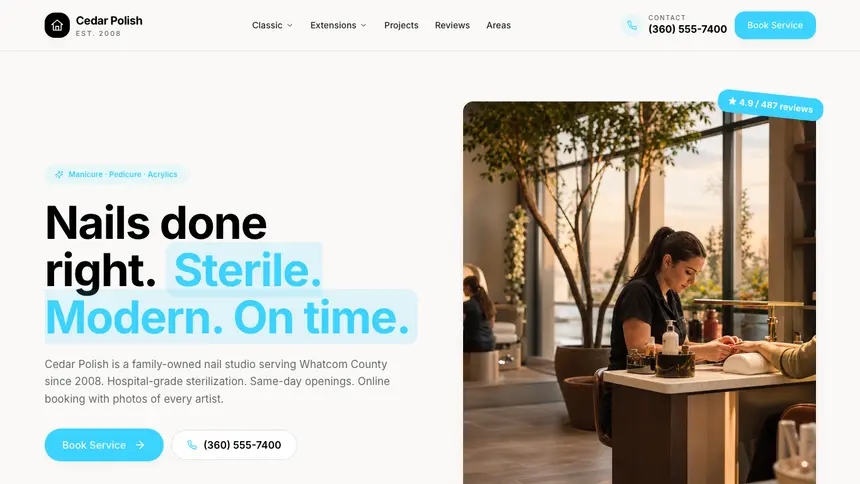 Nail Salon Crafted Neutral demo website thumbnail