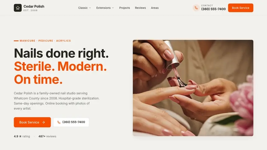 Nail Salon Focused Dark demo website thumbnail