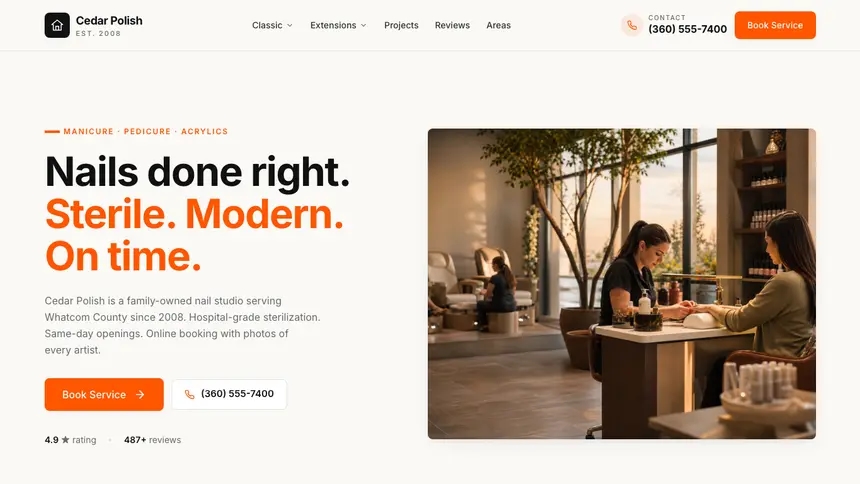 Nail Salon Approachable Support demo website thumbnail