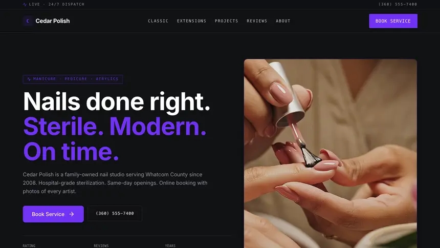 Nail Salon Deep Contrast demo website thumbnail