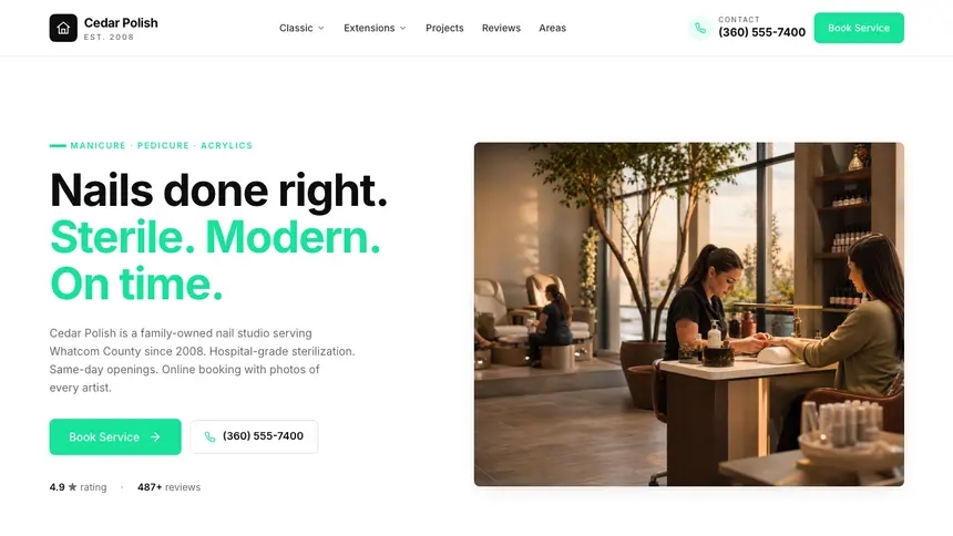 Nail Salon Bright Docs demo website thumbnail