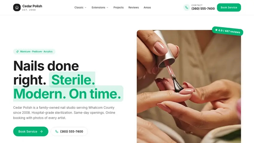 Nail Salon Open Canvas demo website thumbnail