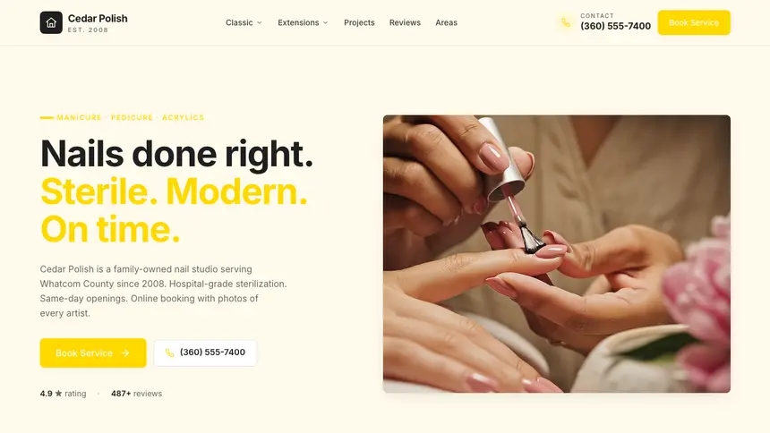 Nail Salon Refined Tech demo website thumbnail