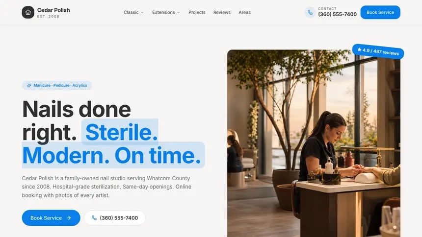 Nail Salon Clean Editorial demo website thumbnail