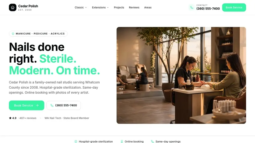 Nail Salon Commerce Ready demo website thumbnail