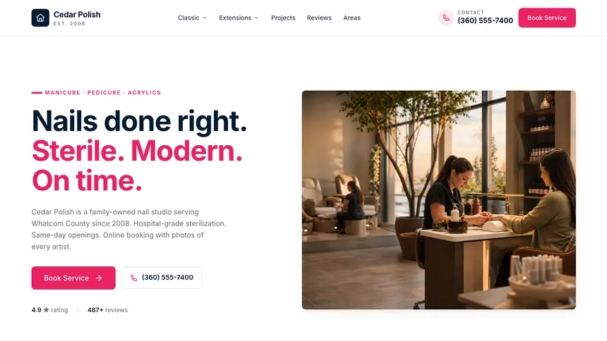 Nail Salon Polished Gradient demo website thumbnail