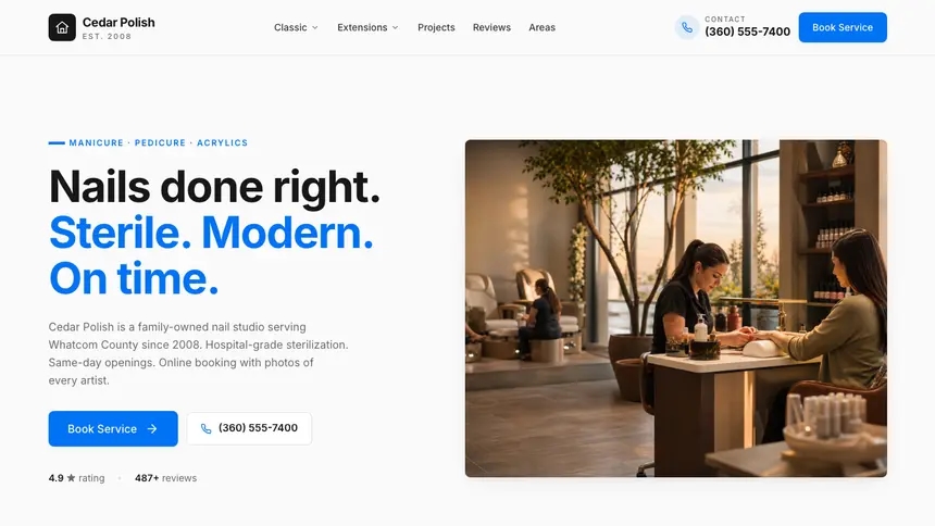 Nail Salon Monochrome Modern demo website thumbnail