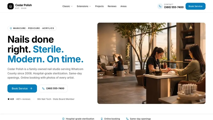 Nail Salon Editorial Bold demo website thumbnail