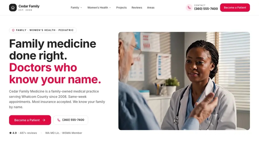 Family Medicine Warm Hospitality demo website thumbnail