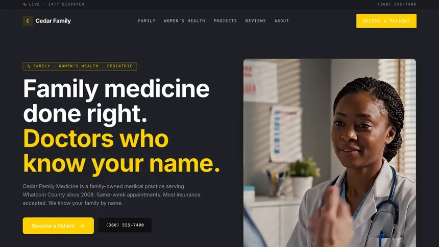 Family Medicine Bold Contrast demo website thumbnail