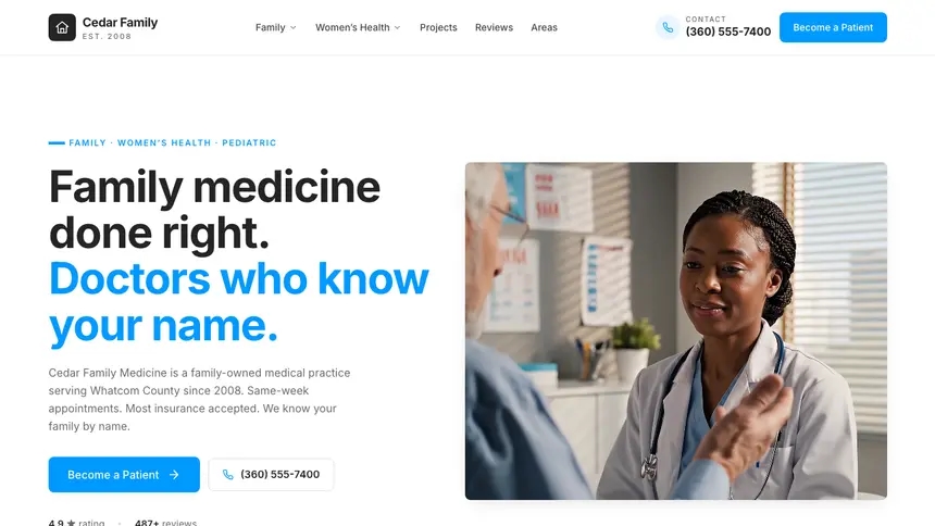 Family Medicine Clean Scheduler demo website thumbnail