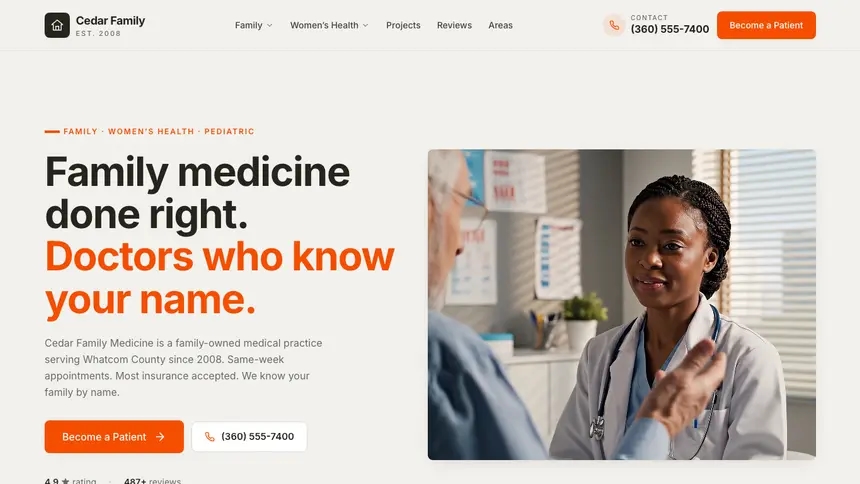 Family Medicine Focused Dark demo website thumbnail