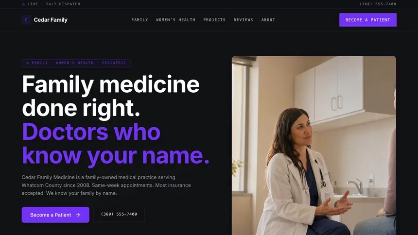Family Medicine Deep Contrast demo website thumbnail