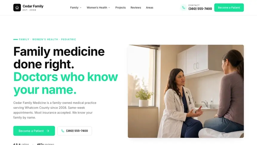 Family Medicine Bright Docs demo website thumbnail