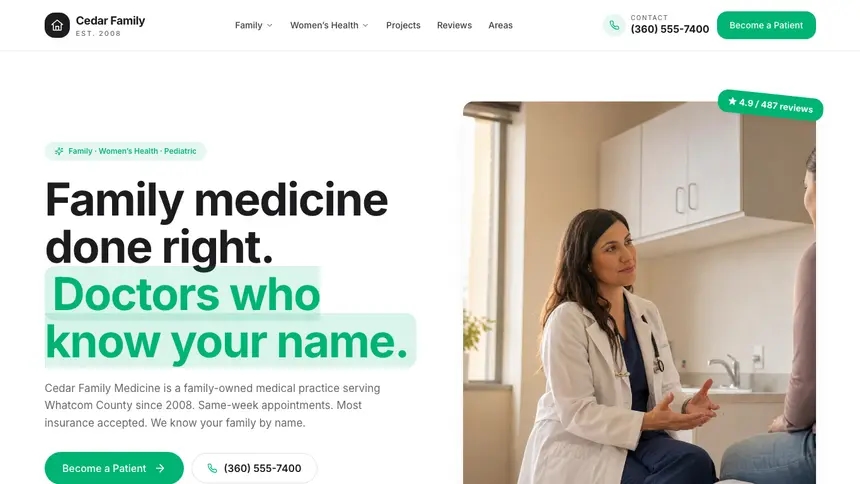 Family Medicine Open Canvas demo website thumbnail