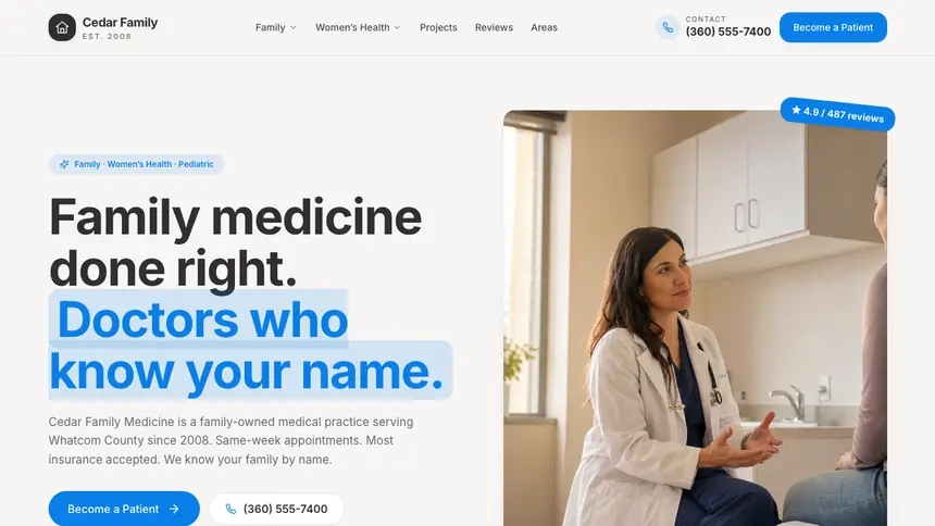 Family Medicine Clean Editorial demo website thumbnail