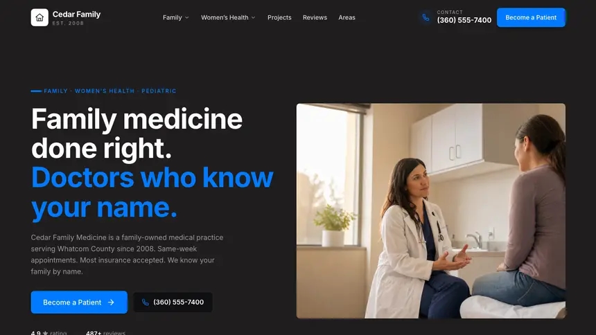 Family Medicine Developer Dark demo website thumbnail