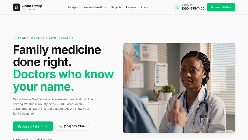 Family Medicine Modern Green demo website thumbnail
