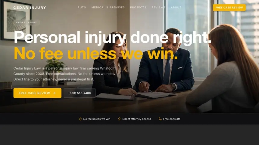 Personal Injury Performance Accent demo website thumbnail