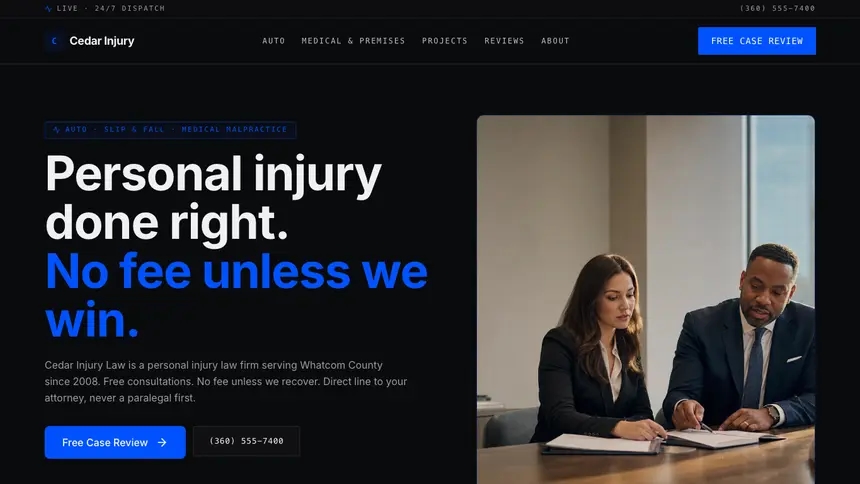 Personal Injury Trusted Finance demo website thumbnail