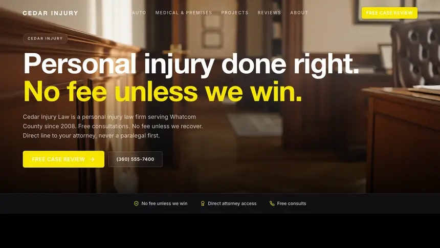 Personal Injury Bold Performance demo website thumbnail