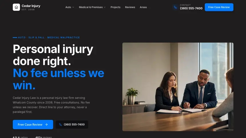 Personal Injury Developer Dark demo website thumbnail