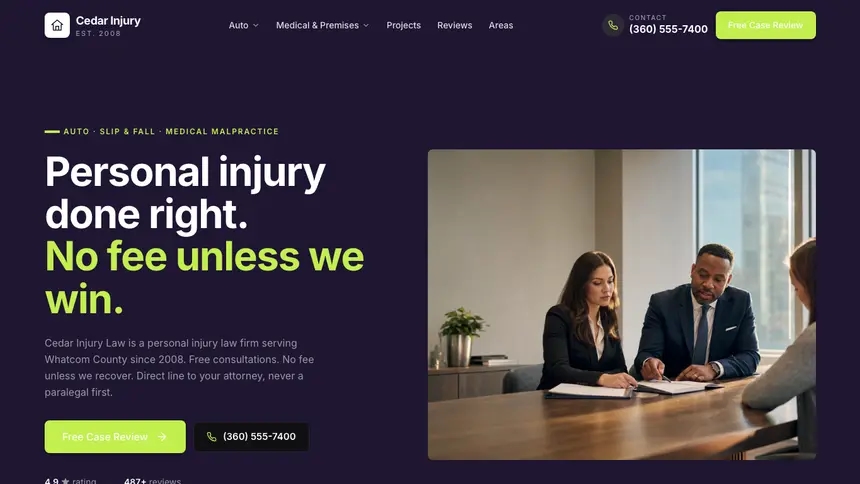 Personal Injury Focused Monitor demo website thumbnail