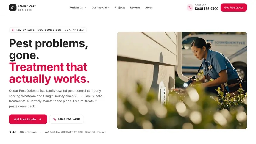 Pest Control Warm Hospitality demo website thumbnail