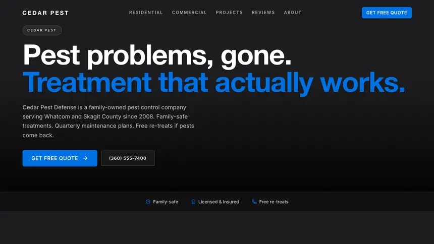 Pest Control Minimal Premium demo website thumbnail