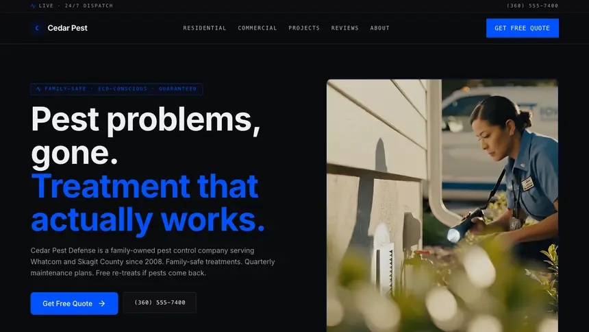 Pest Control Trusted Finance demo website thumbnail