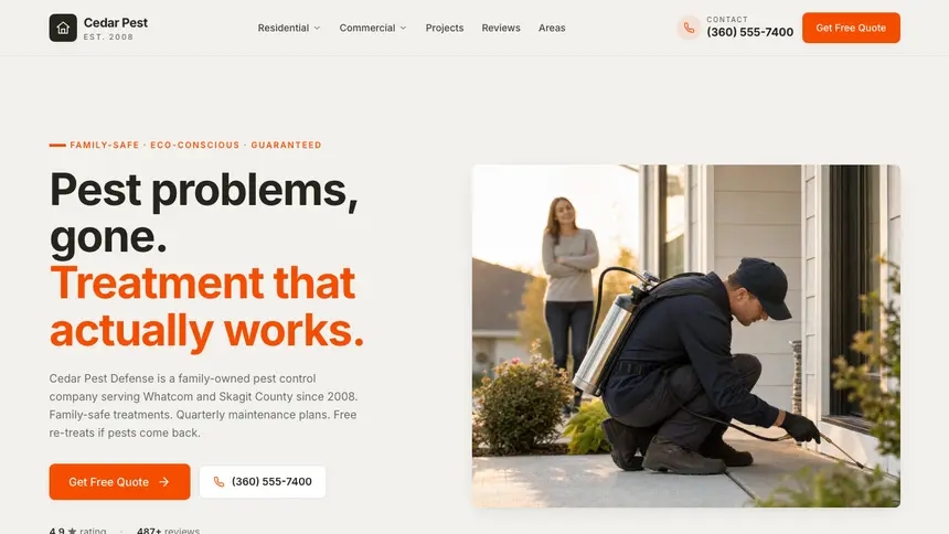 Pest Control Focused Dark demo website thumbnail