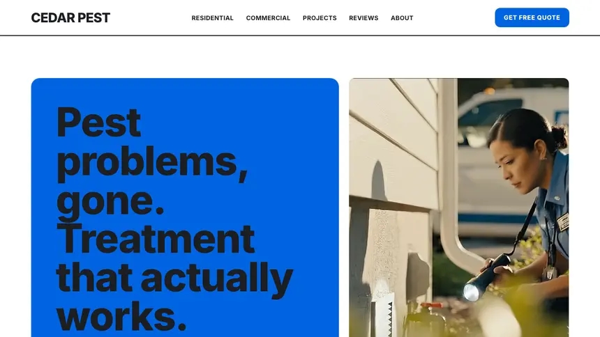 Pest Control Open Social demo website thumbnail