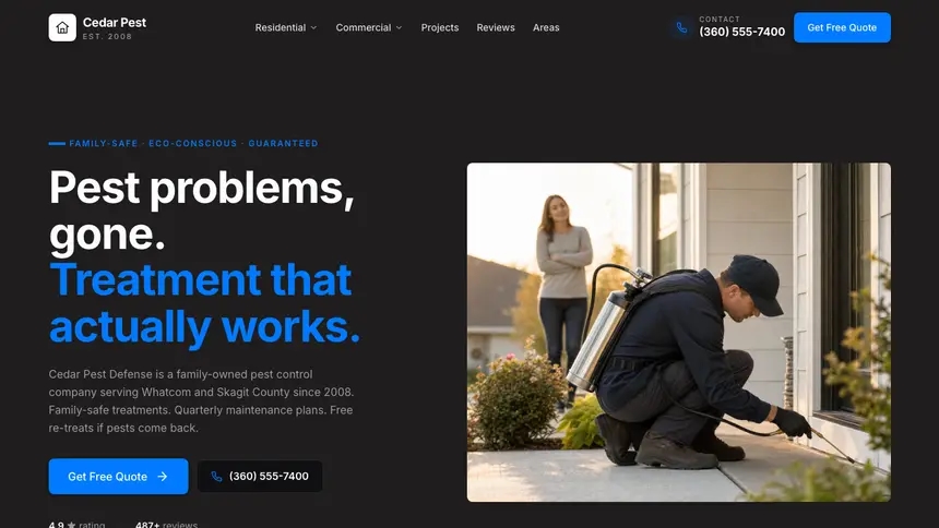 Pest Control Developer Dark demo website thumbnail