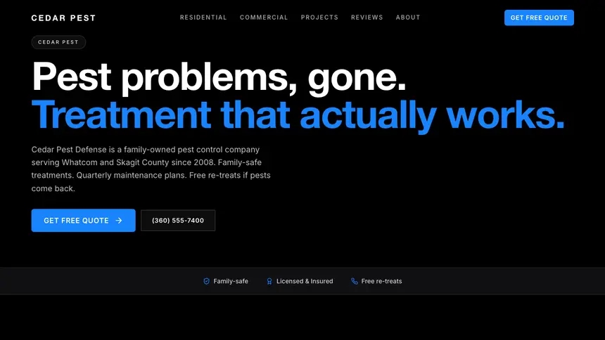 Pest Control Dynamic Bold demo website thumbnail